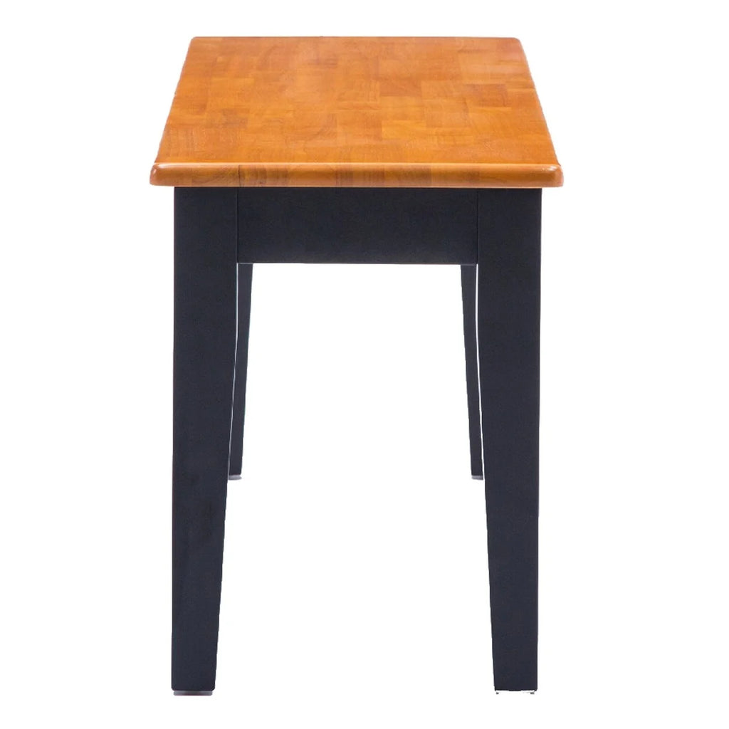 44 Inch Two Tone Dining Bench Tapered Legs Oak Jet Black Wood X3981