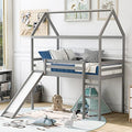 White Twin Over Twin Bunk Bed with Slide and Storage Staircase L622734
