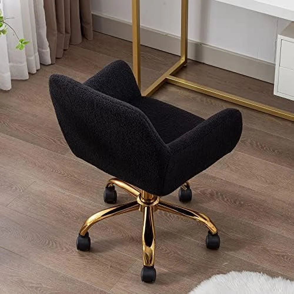 Faux Fluffy Swivel Upholstered Red Armchair with Wheels A51625
