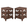 21" Square Wood End Table with Two Shelves Set of 2 B550