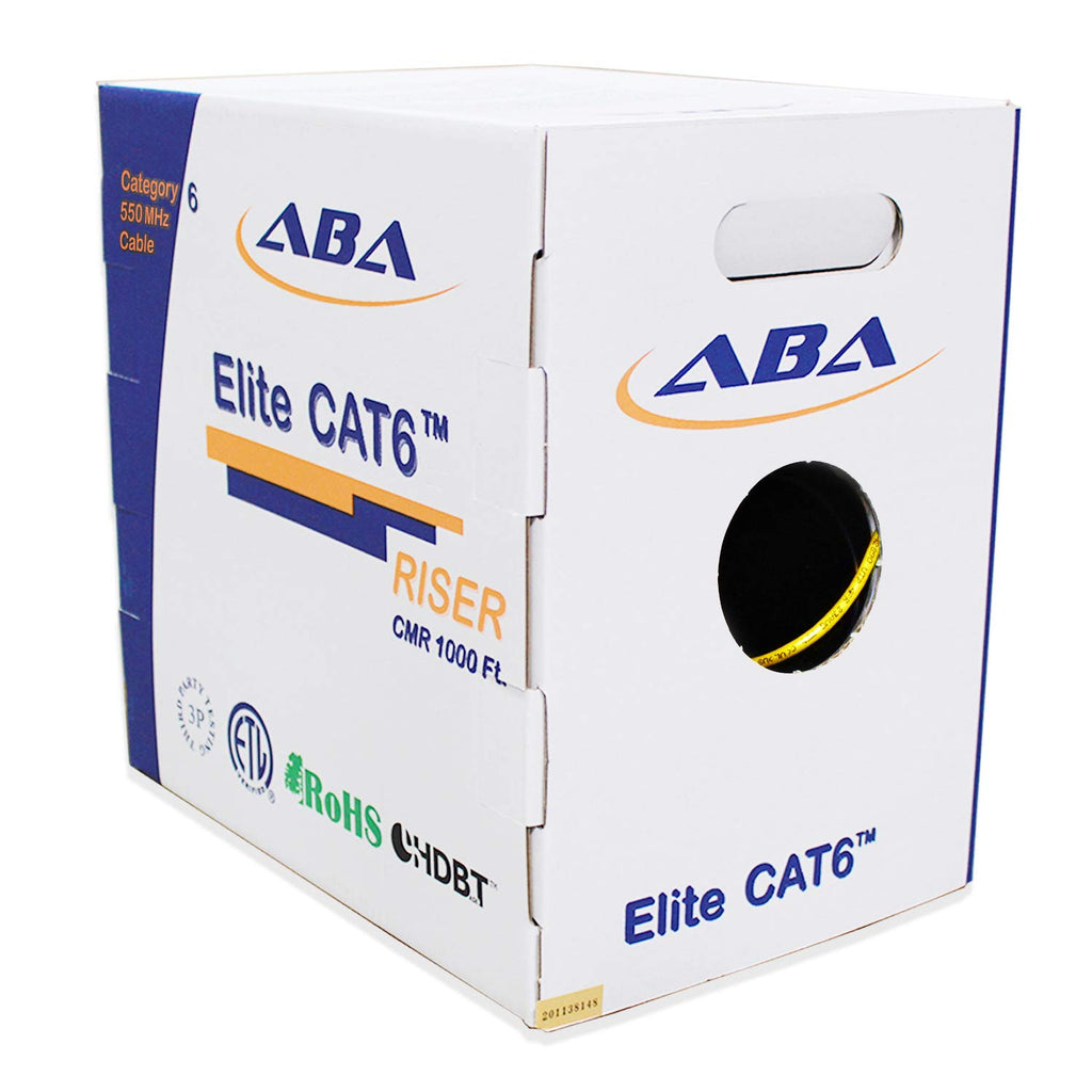 White 1000ft Cat6 Riser UTP 23AWG Bare Copper Ethernet Cable C7408