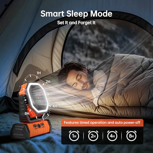 20000mAh Portable Camping Fan with LED Light F6984