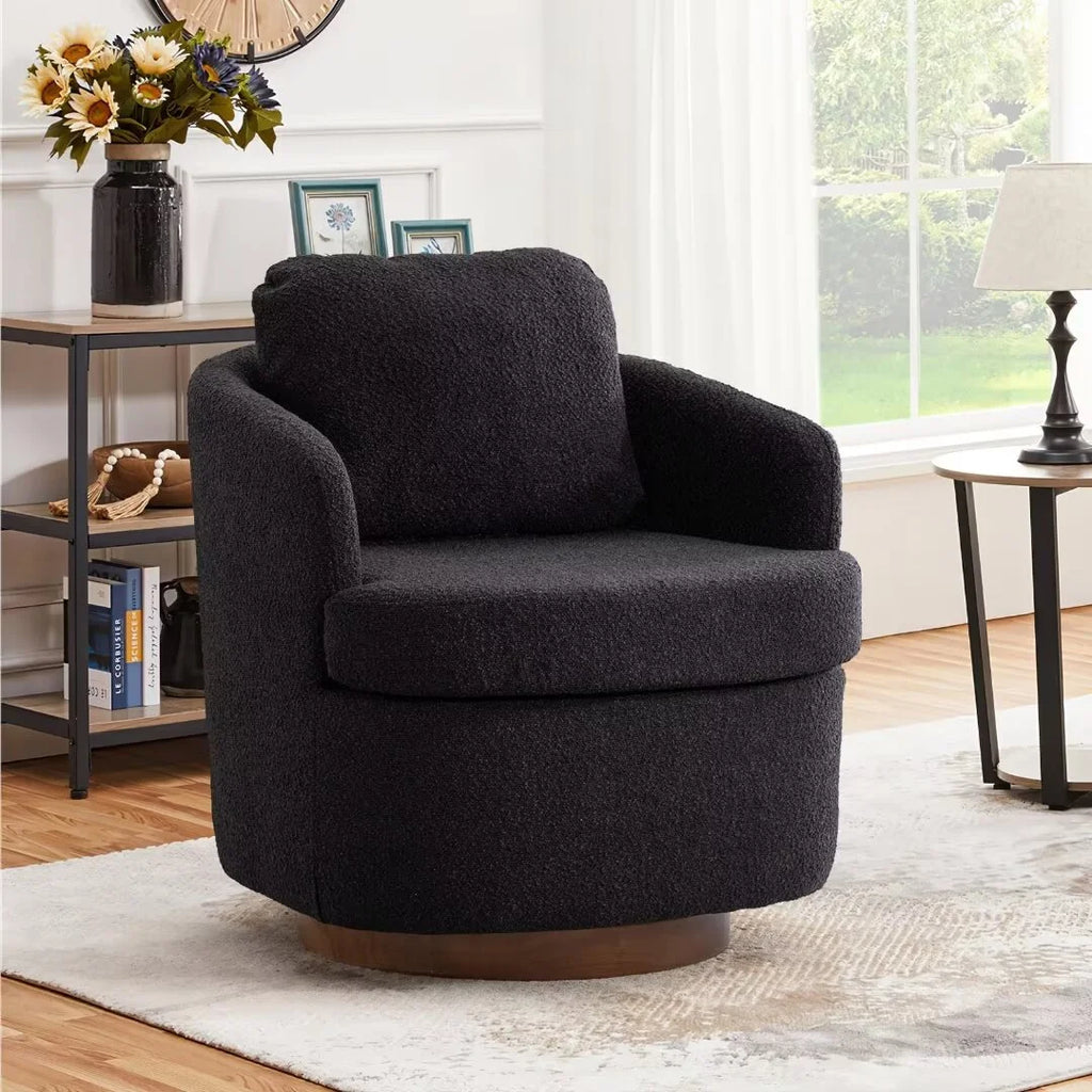 Oversized Sherpa Boucle Swivel Accent Chair R3754