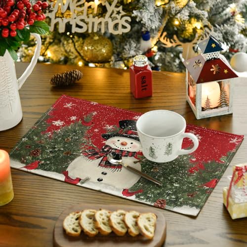 Snowman Cardinals Trees Christmas Placemats Set of 4 M19693