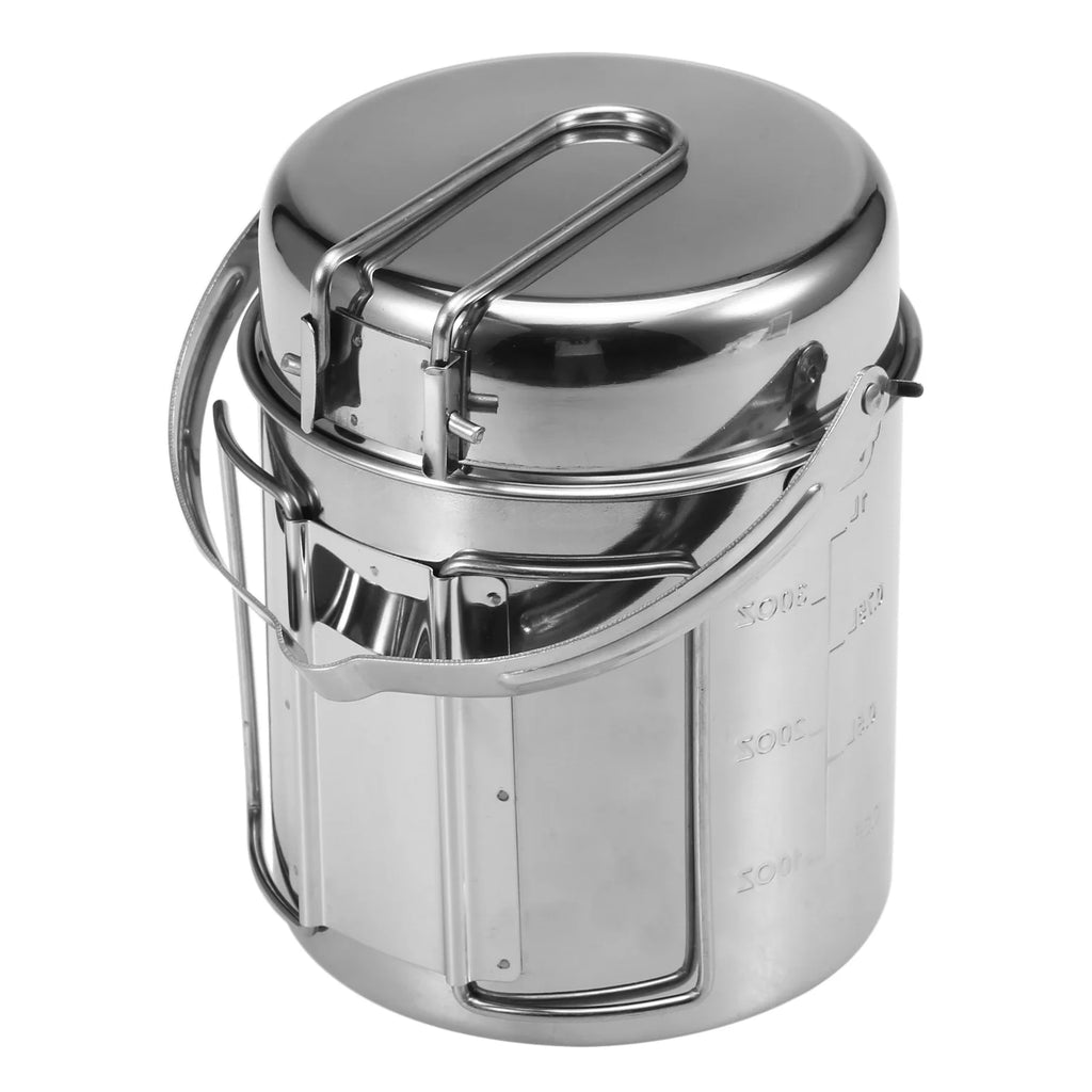 1L Stainless Steel Camping Kettle with Foldable Handle X1342