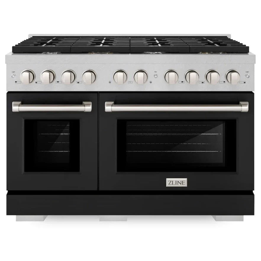 48 6.7 cu. ft. Gas Range with Convection Oven Stainless Steel Black Matte Doors S209787