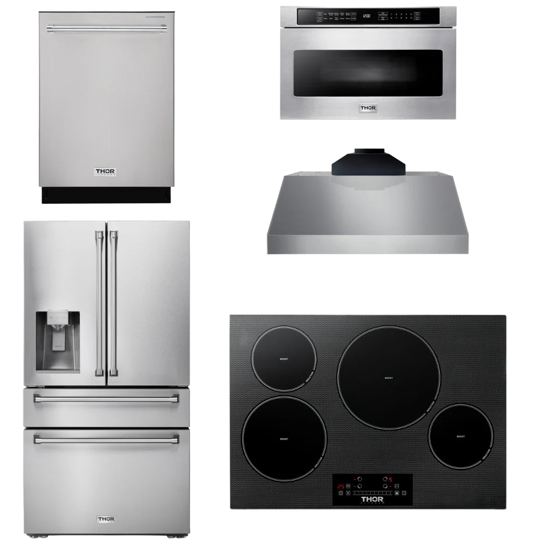 30 Induction Cooktop, Range Hood, Microwave, Refrigerator, Dishwasher Z400
