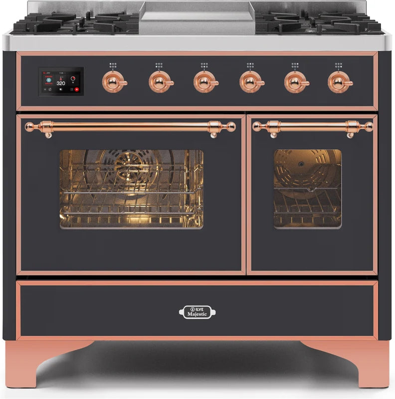 40 Dual Fuel Natural Gas Range Matte Graphite Copper Trim L539