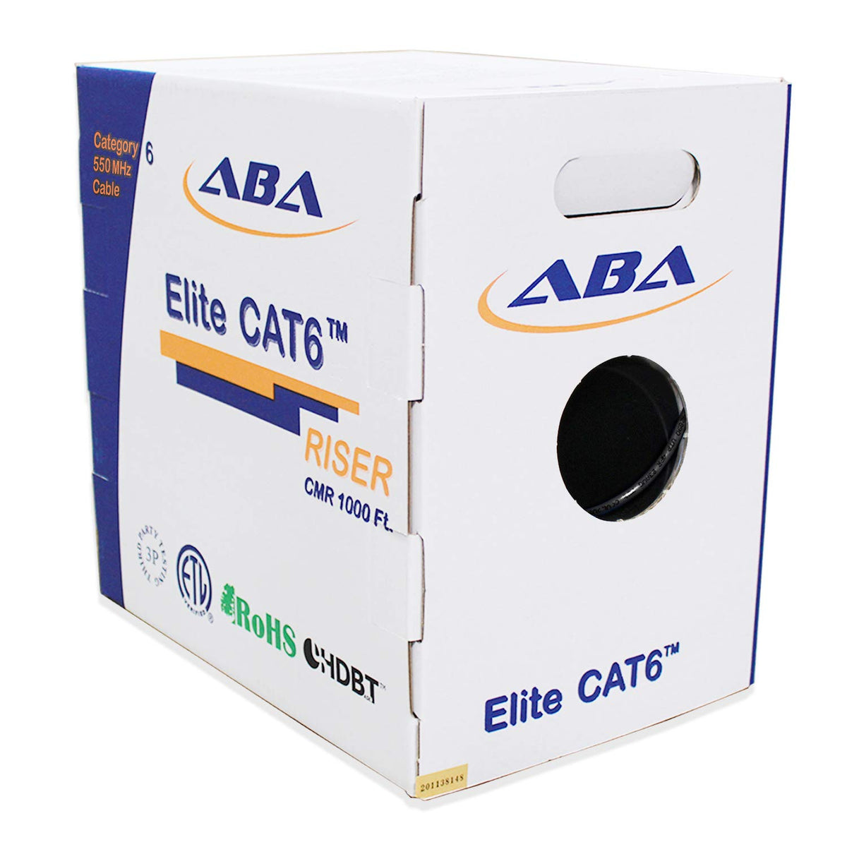 Blue 1000ft Cat6 Riser UTP 23AWG Solid Bare Copper Ethernet Cable O172