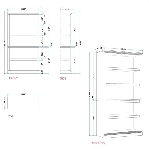 5 Shelf Bookcase with 3 Adjustable Shelves in Salt Oak H9840