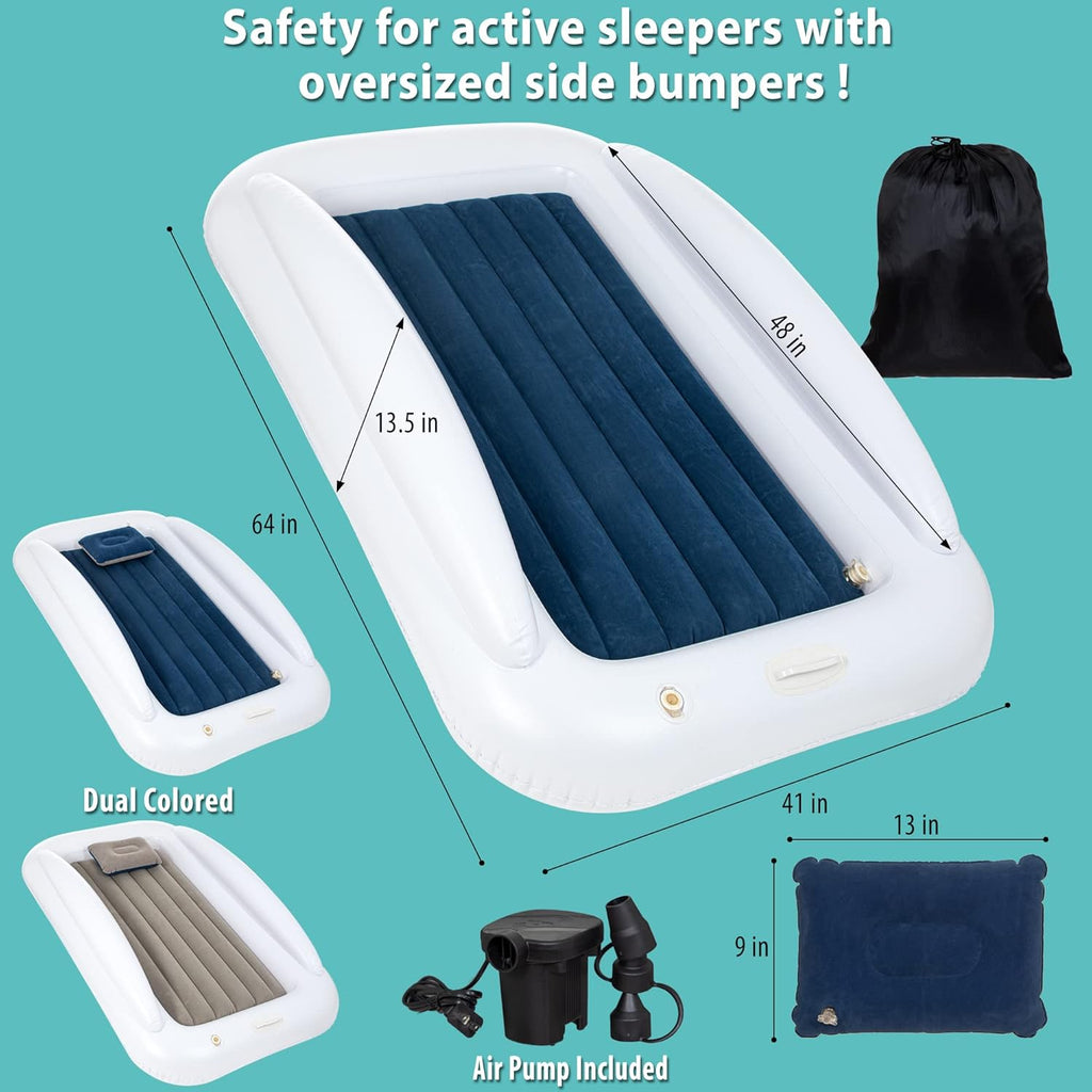 Portable Inflatable Toddler Travel Bed with Safety Bumper Sides Pack of 2 V4849