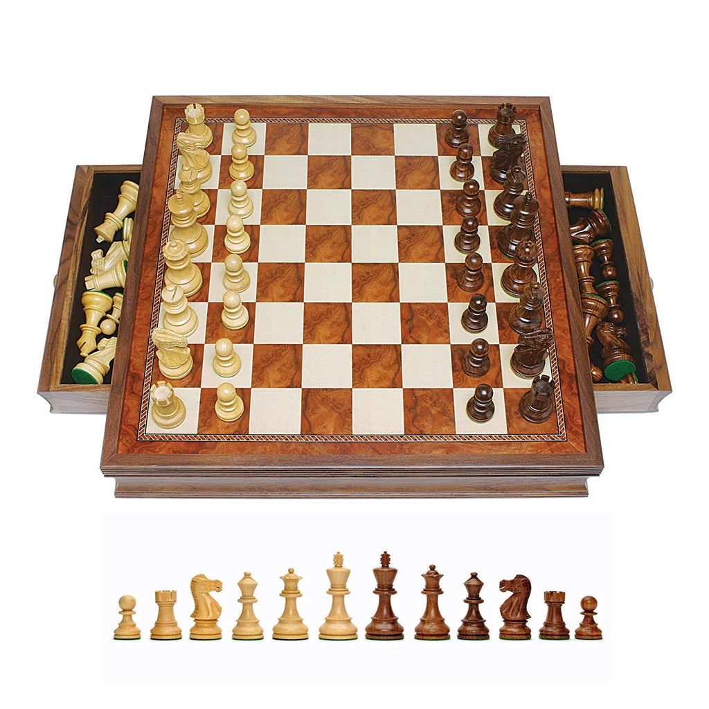 English Style Chess Set with Storage Drawers, 19 inch B58675