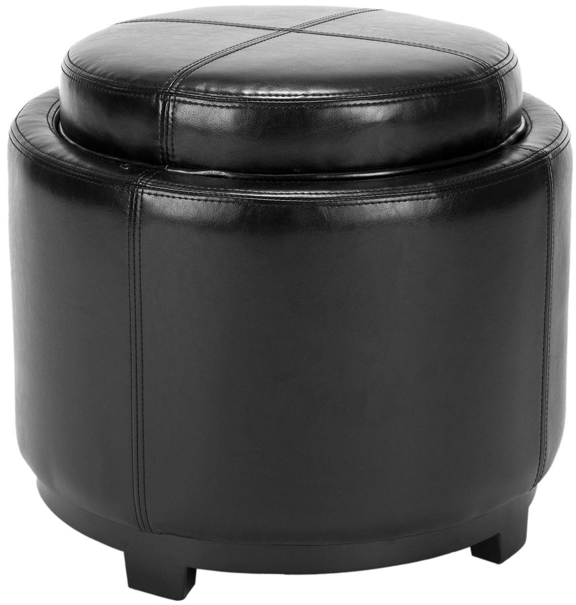 Black Round Tray Ottoman J58755