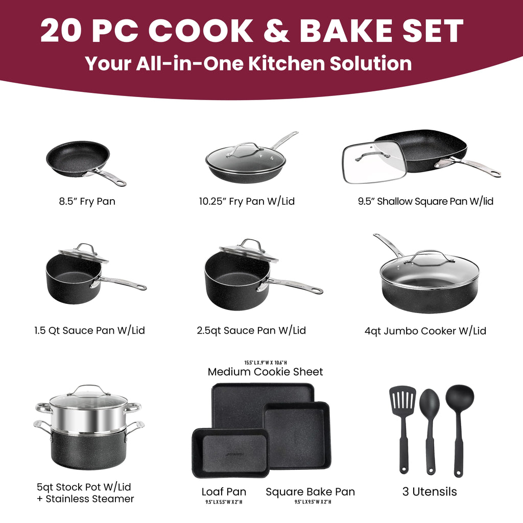 20 Piece Nonstick Blue Cookware Bakeware Set M11794