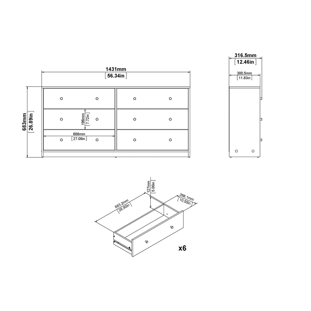 6 Drawer Double Dresser C926192