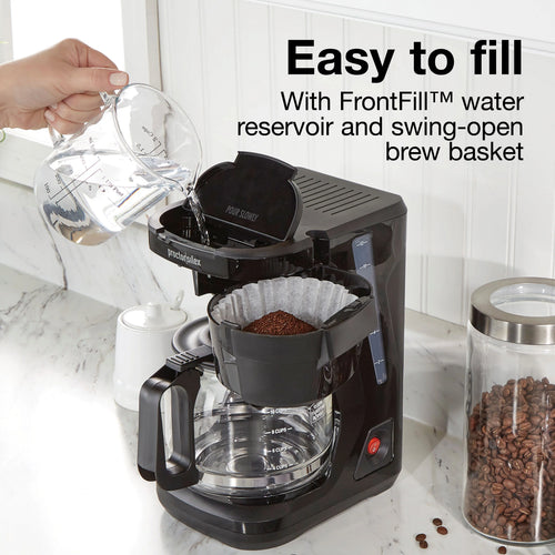 12 Cup Compact Coffee Maker with Glass Carafe, Black W492