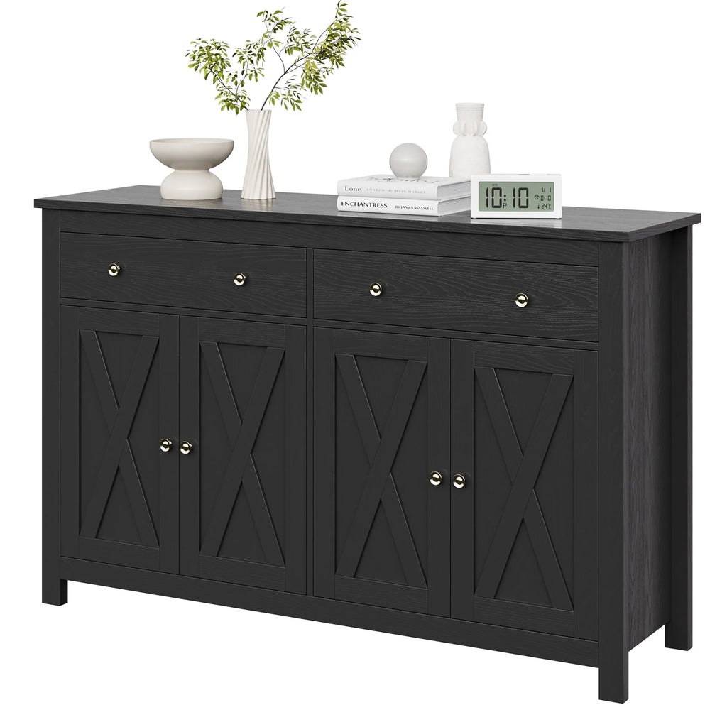 White 4-Doors 2-Drawers Wood Storage Cabinet T810