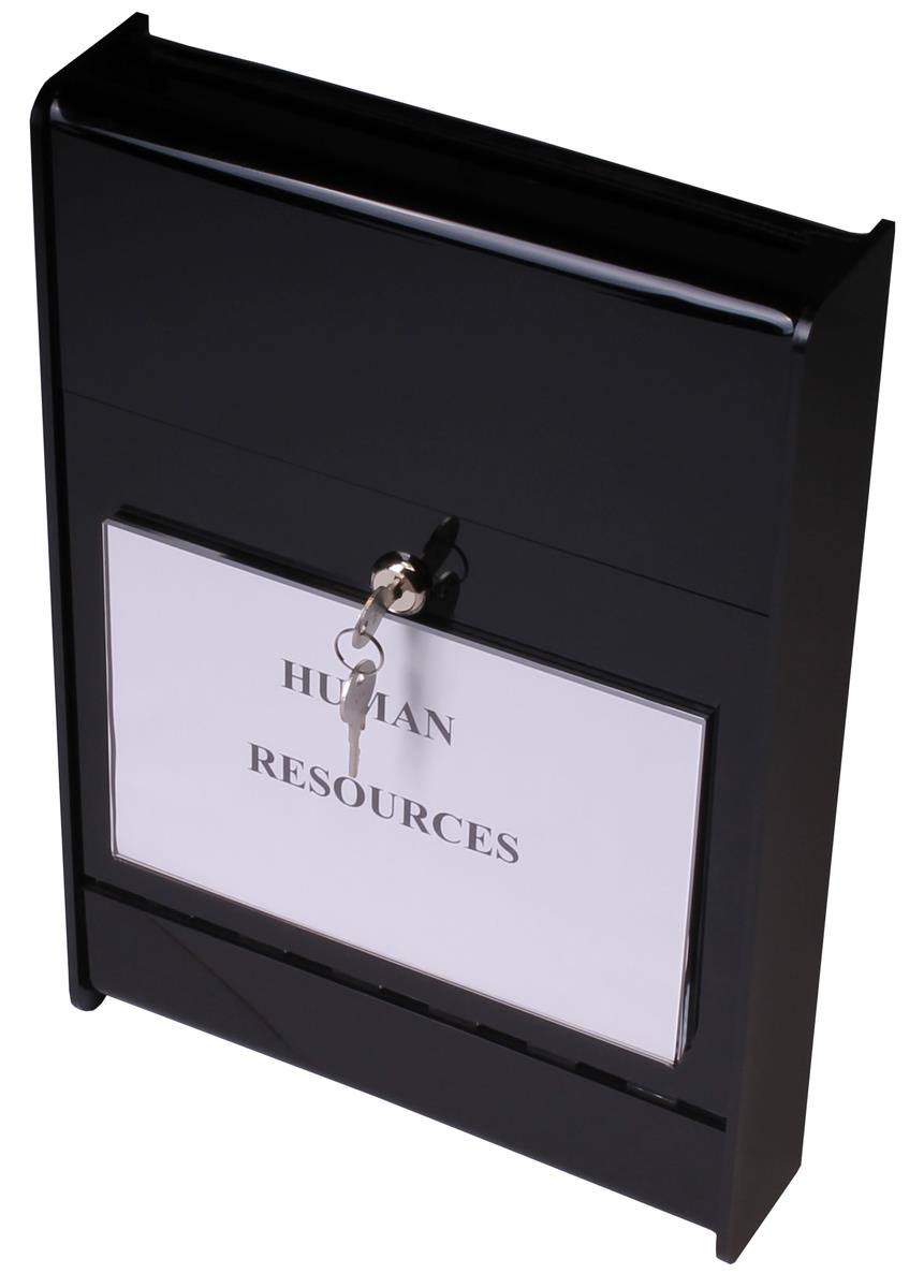 Wall Mounted Locking Drop Box with Nameplate Black Acrylic P58715