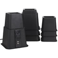 Black Adjustable Bed Riser with Power Outlet and USB Ports Set of 4 P69209