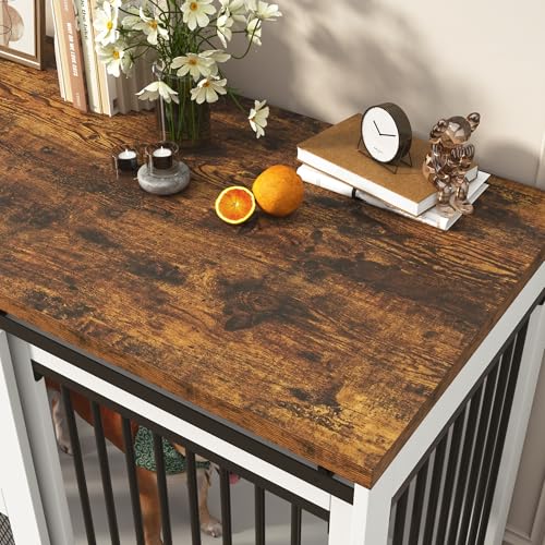 Black Wooden Dog Crate TV Stand with Sliding Metal Mesh Barn Door D798321
