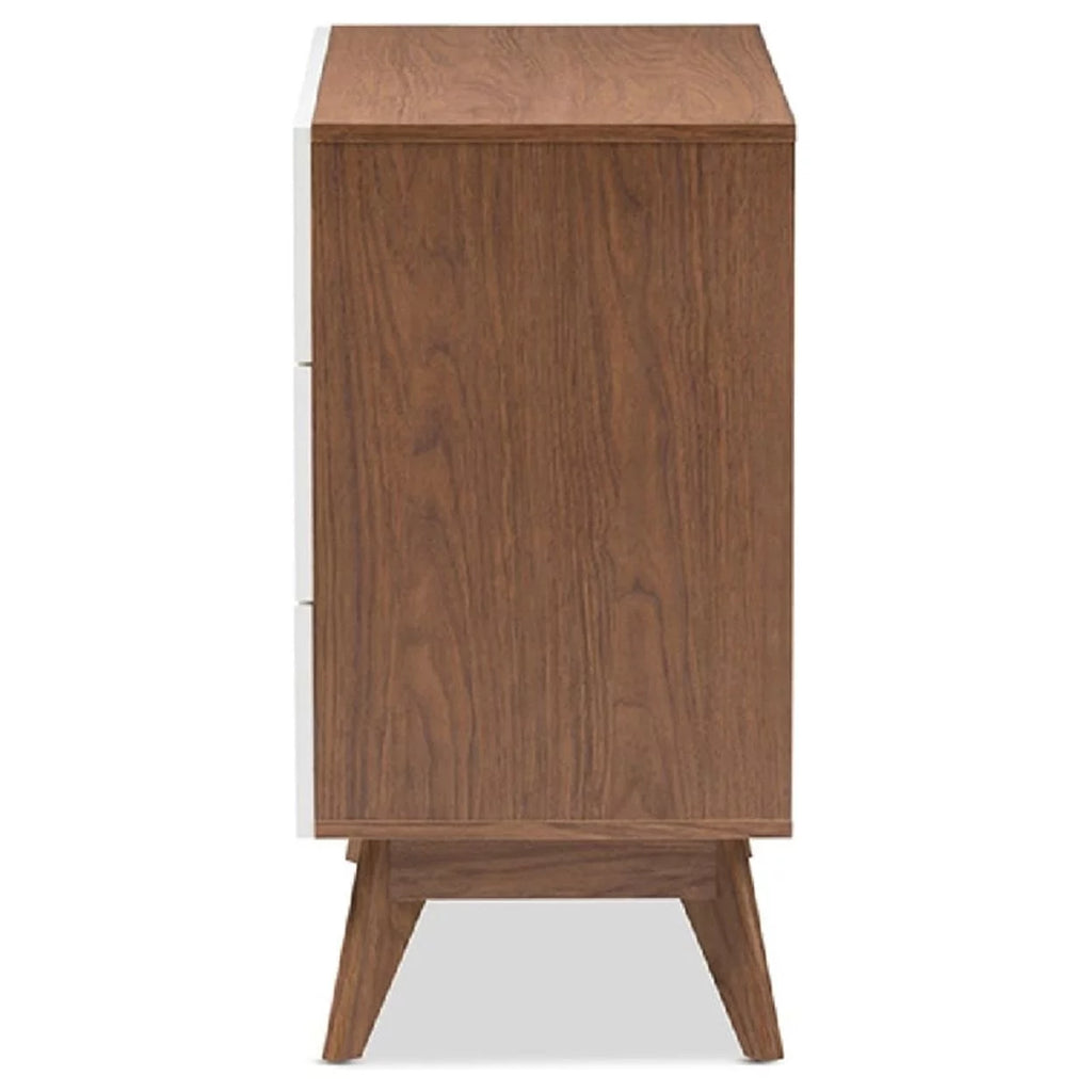White and Walnut Wood 3-Drawer Storage Chest Y208314