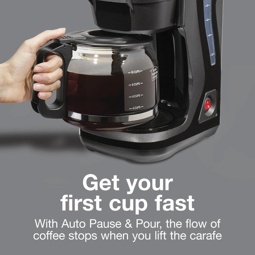 12 Cup Compact Coffee Maker with Glass Carafe, Black W492