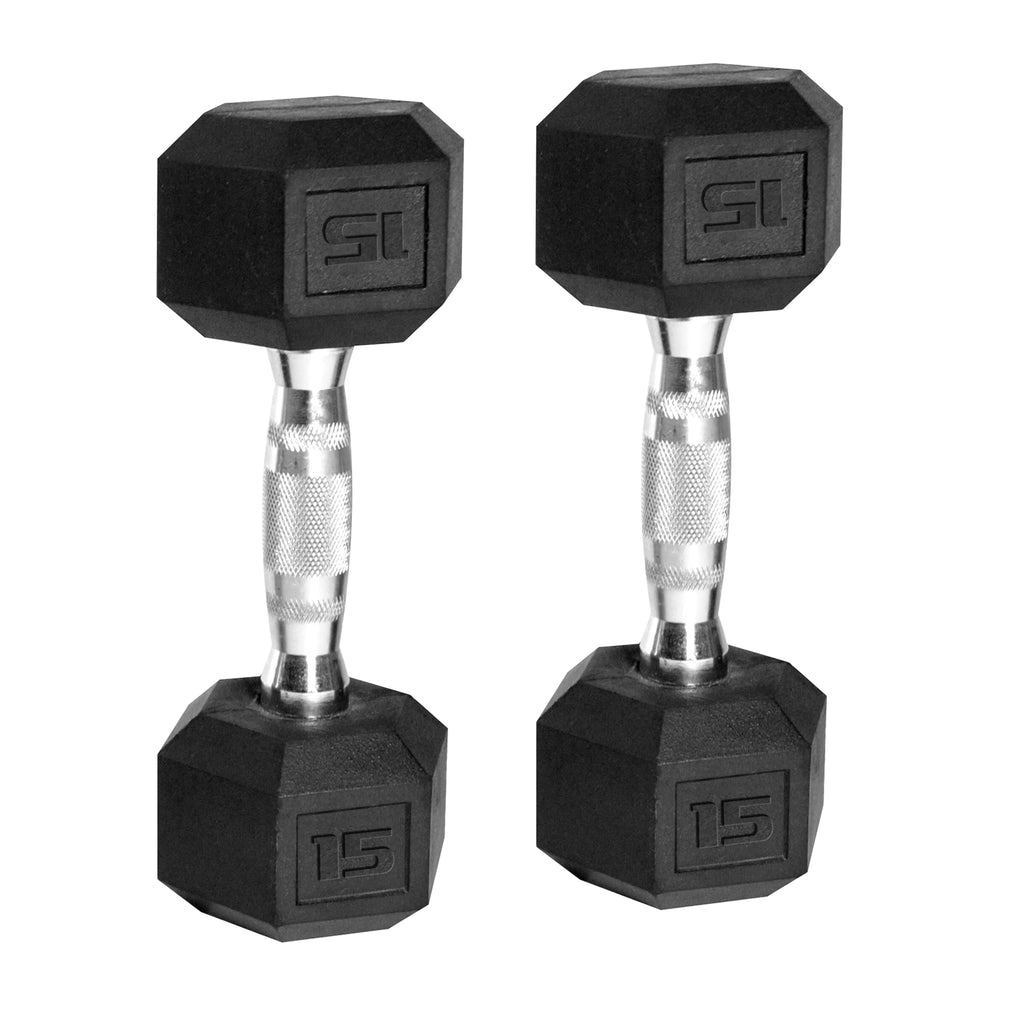 50 lb Rubber Hex Dumbbell Weight Set K4562