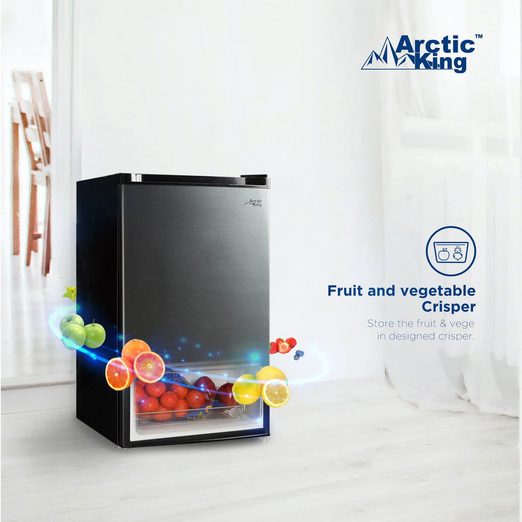 4.4 Cu ft One-Door Mini Fridge, Black Stainless Steel Look A453801