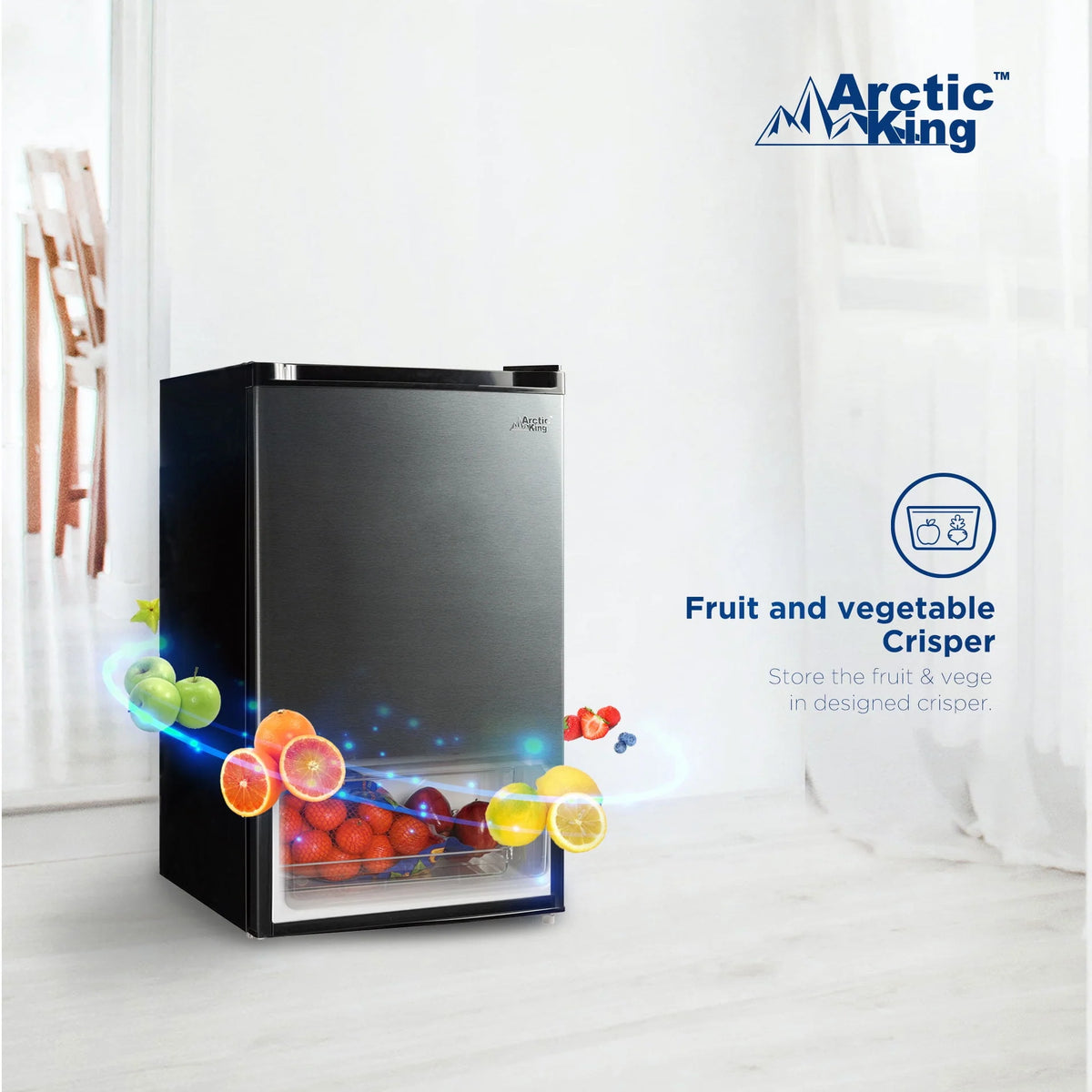 4.4 Cu ft One-Door Mini Fridge, Black Stainless Steel Look A453801
