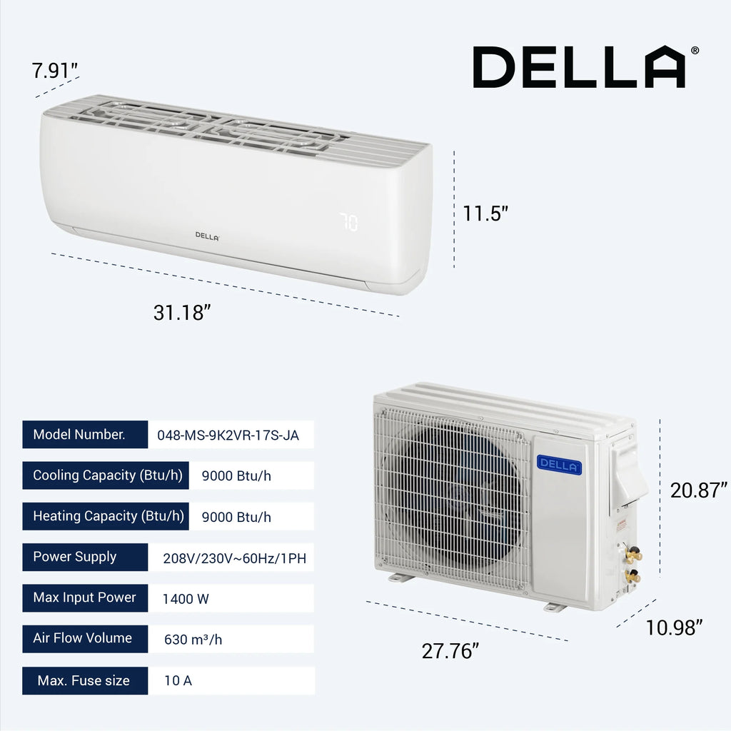 9000 BTU Wifi Enabled Mini Split Air Conditioner & Heater A74025