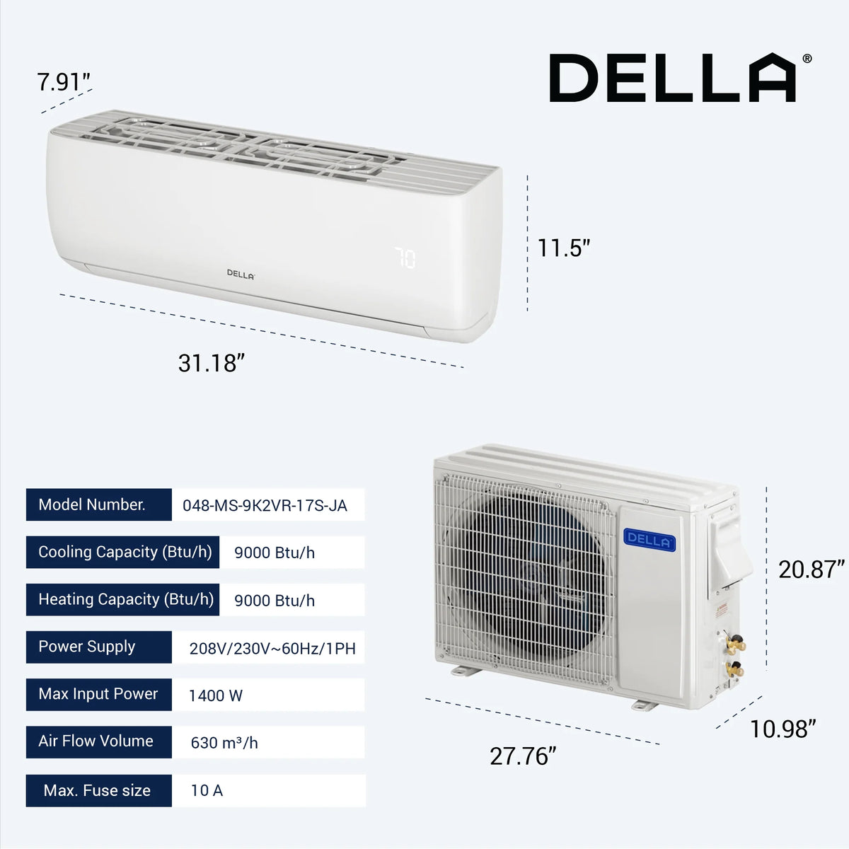 9000 BTU Wifi Enabled Mini Split Air Conditioner & Heater A74025