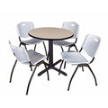 Beige Round Breakroom Table & 4 Stack Chairs Z634