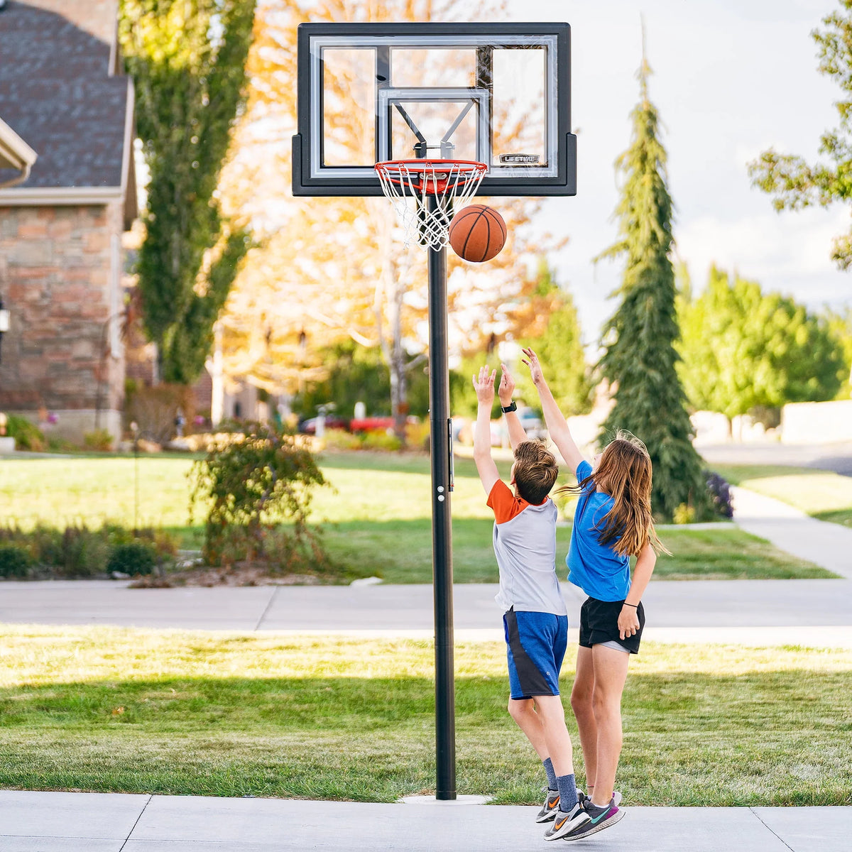 Adjustable Inground Basketball Hoop 50 inch Polycarbonate U659103