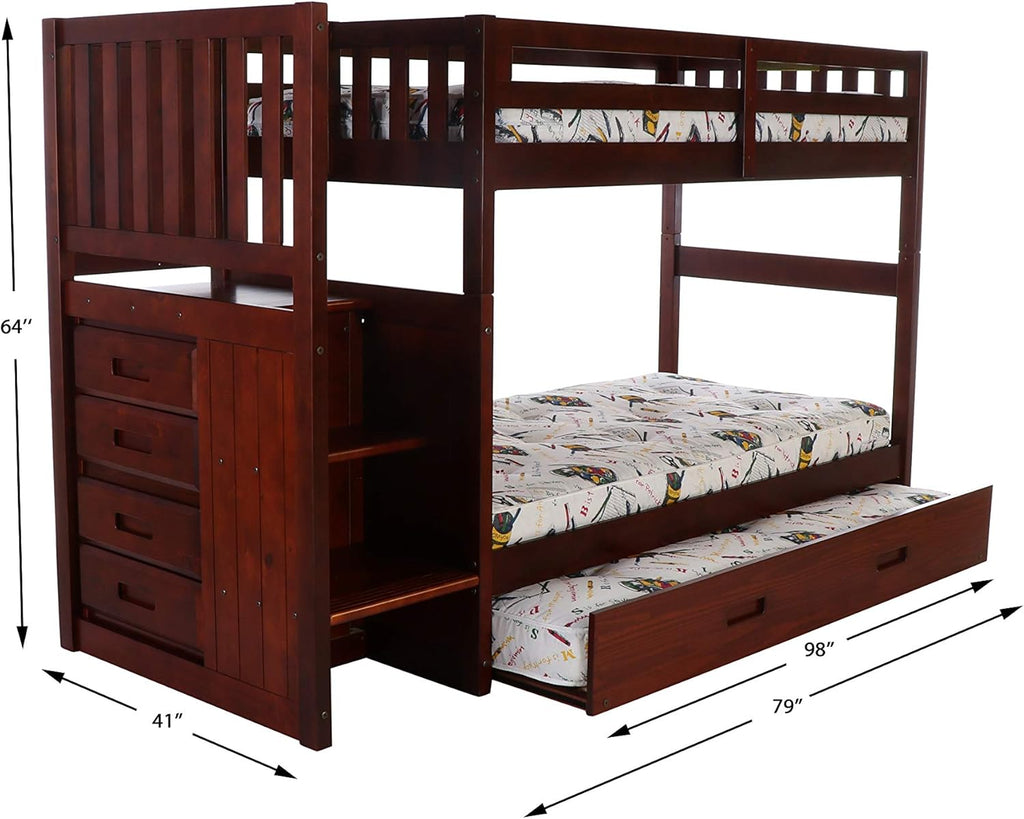 Twin Over Twin Bunk Bed with Trundle C97551