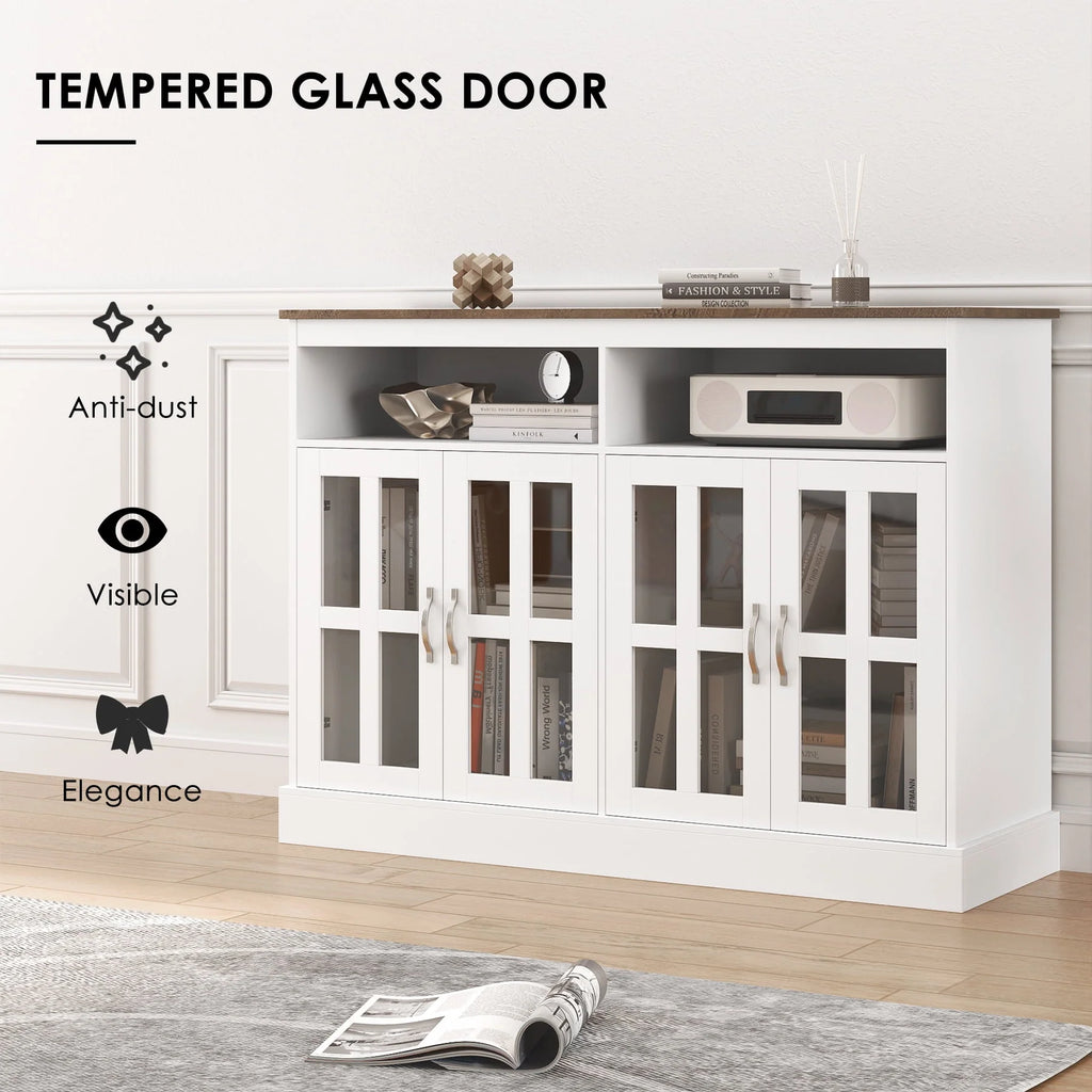 White Sideboard with Glass Doors T31038