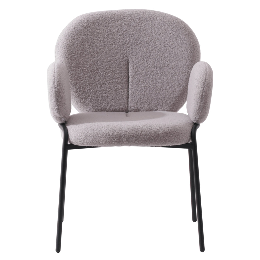 Grey Boucle Dining Chair with Arms I424403
