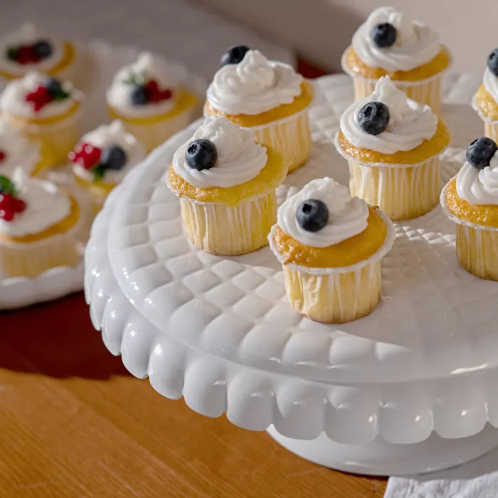 Milk White Cake Stand With Dome X2496