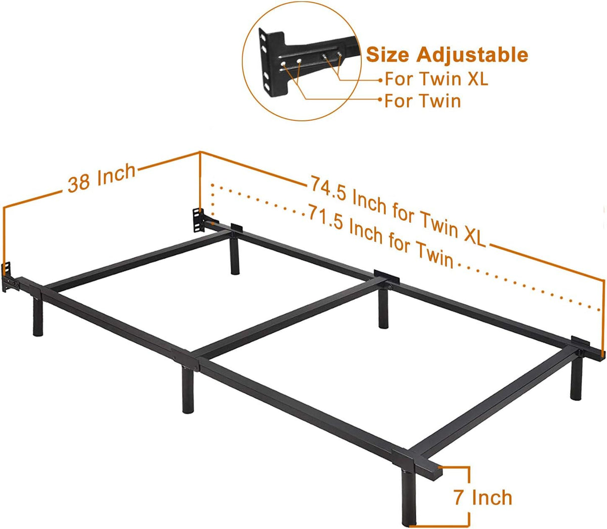 Adjustable Metal Bed Frame with 9-Leg Support T245595