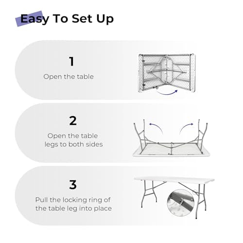 6ft Heavy Duty Plastic Folding Table I628