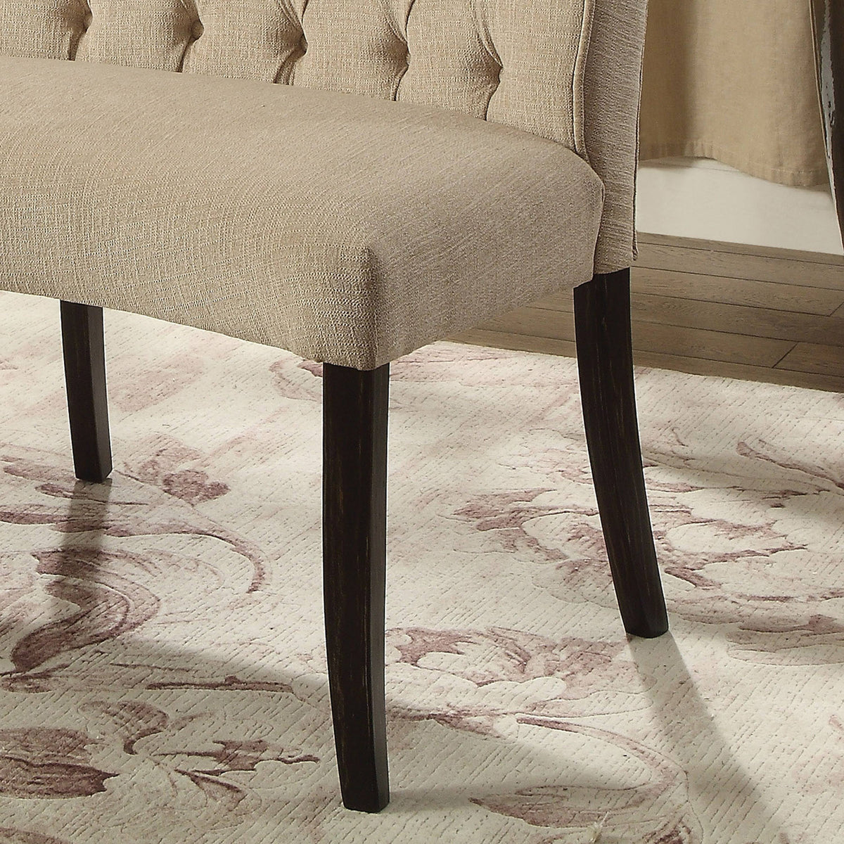 Ivory Button Tufted Loveseat Bench Z946952