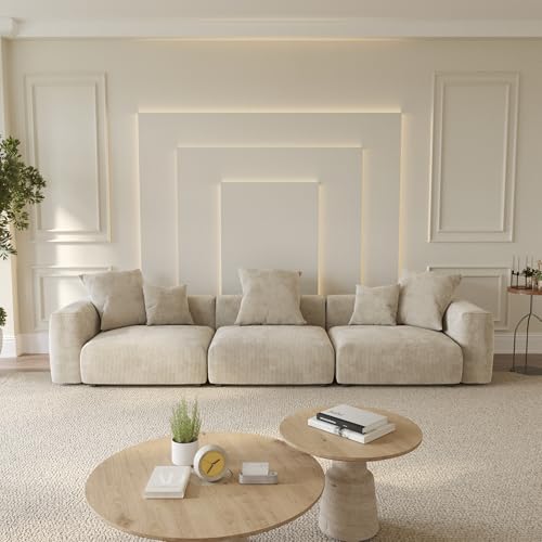Oversized Corduroy 3 Seater Sectional Sofa U7972