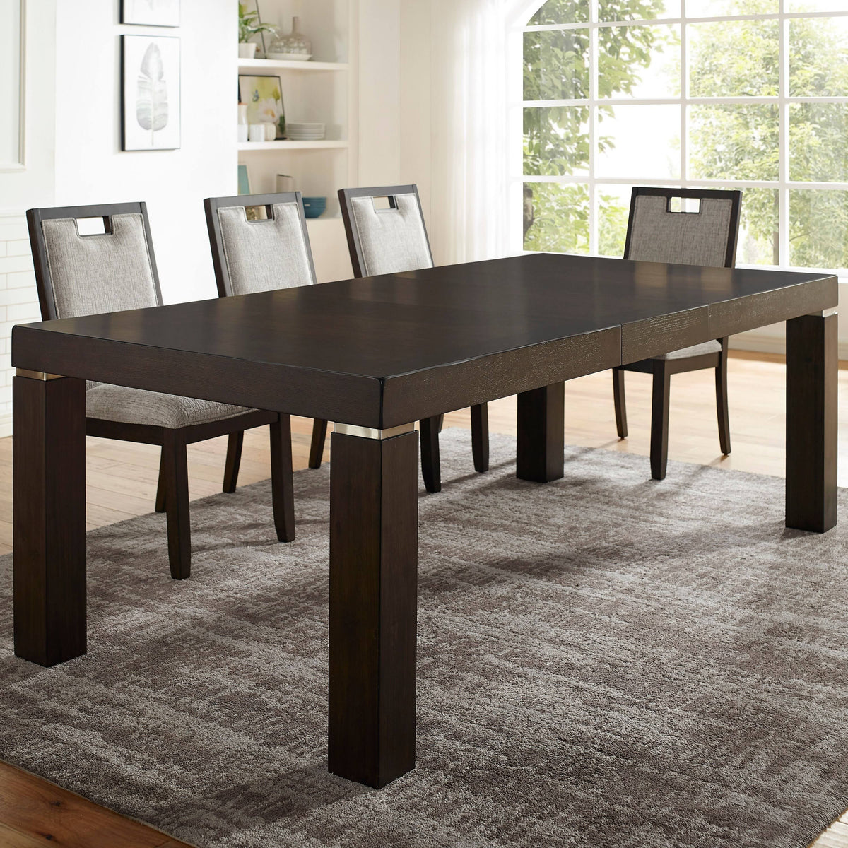 Beige Side Chairs Set of 2 Dark Walnut O8622
