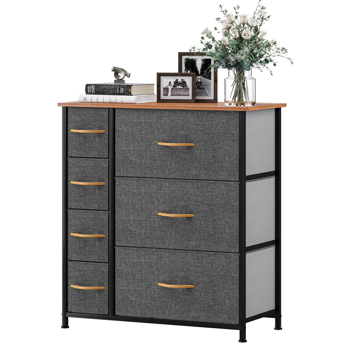 Gray Metal Fabric Wood Drawer Chests N432