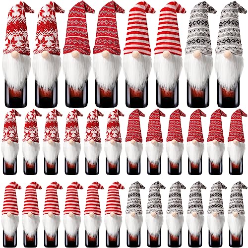 Handmade Plush Christmas Gnome Bottle Toppers 8 Pieces O42948