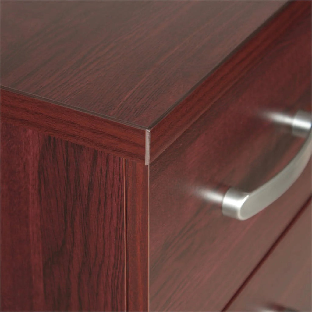 Pine Twin Bed and Dresser with Lock in Mahogany A932451