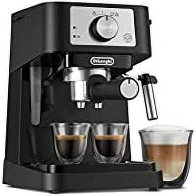Manual Espresso Machine with Milk Frother, 15 Bar, Black Stainless M3734