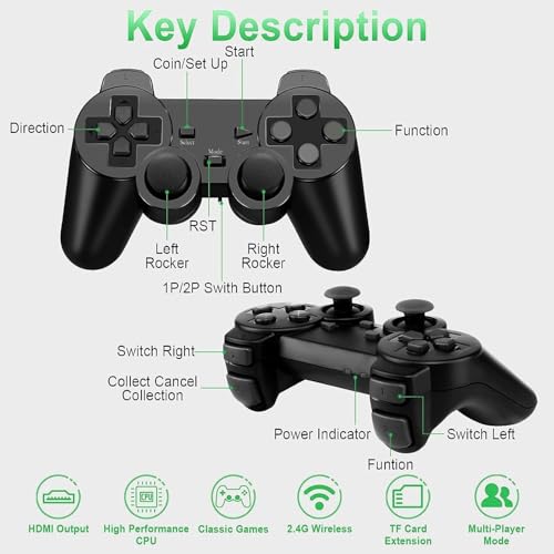 Wireless Retro Game Console Stick with 2 Pack 2.4G Wireless Controllers V891970