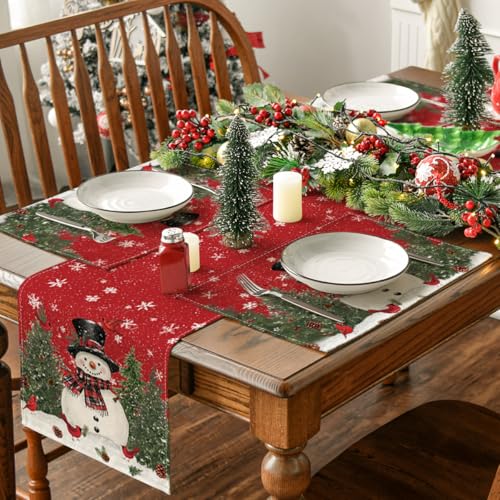 Snowman Cardinals Trees Christmas Placemats Set of 4 M19693