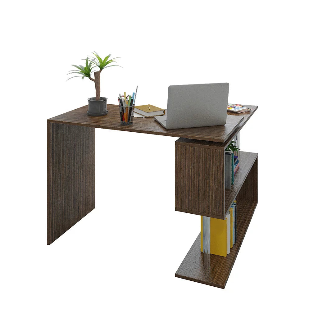 Brown L-shaped Computer Desk 170x74x50 Cm D4646
