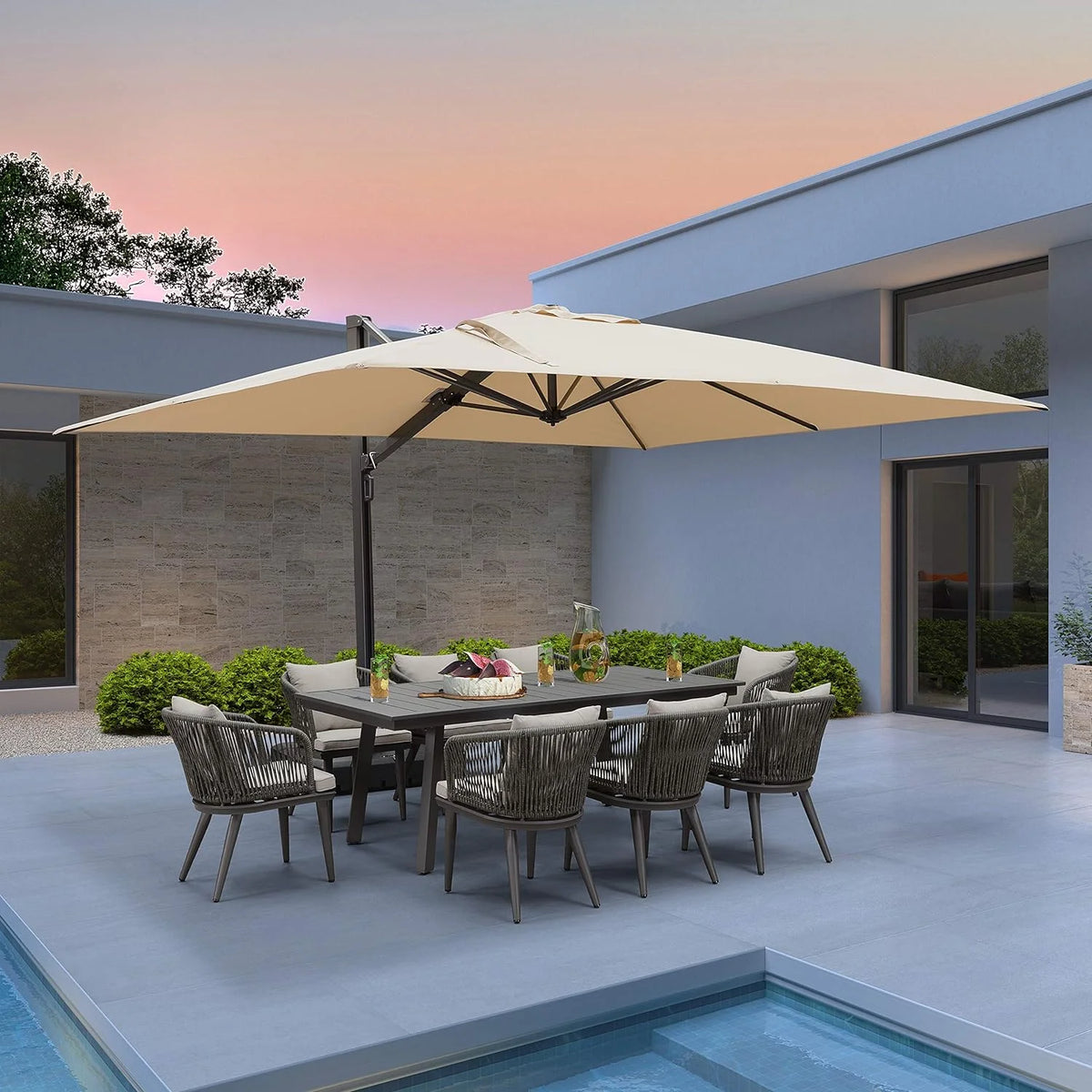 10' X 13' Rectangle Aluminum Cantilever Patio Umbrella with 360-degree Rotation F325